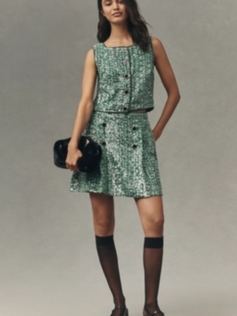 Green Tweed Vest - Women's Fashion
